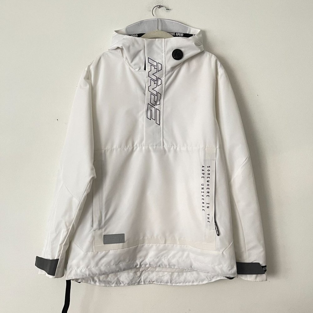 Aape By A Bathing Ape Size L Hooded Pullover Logo Printed Windbreaker Parka